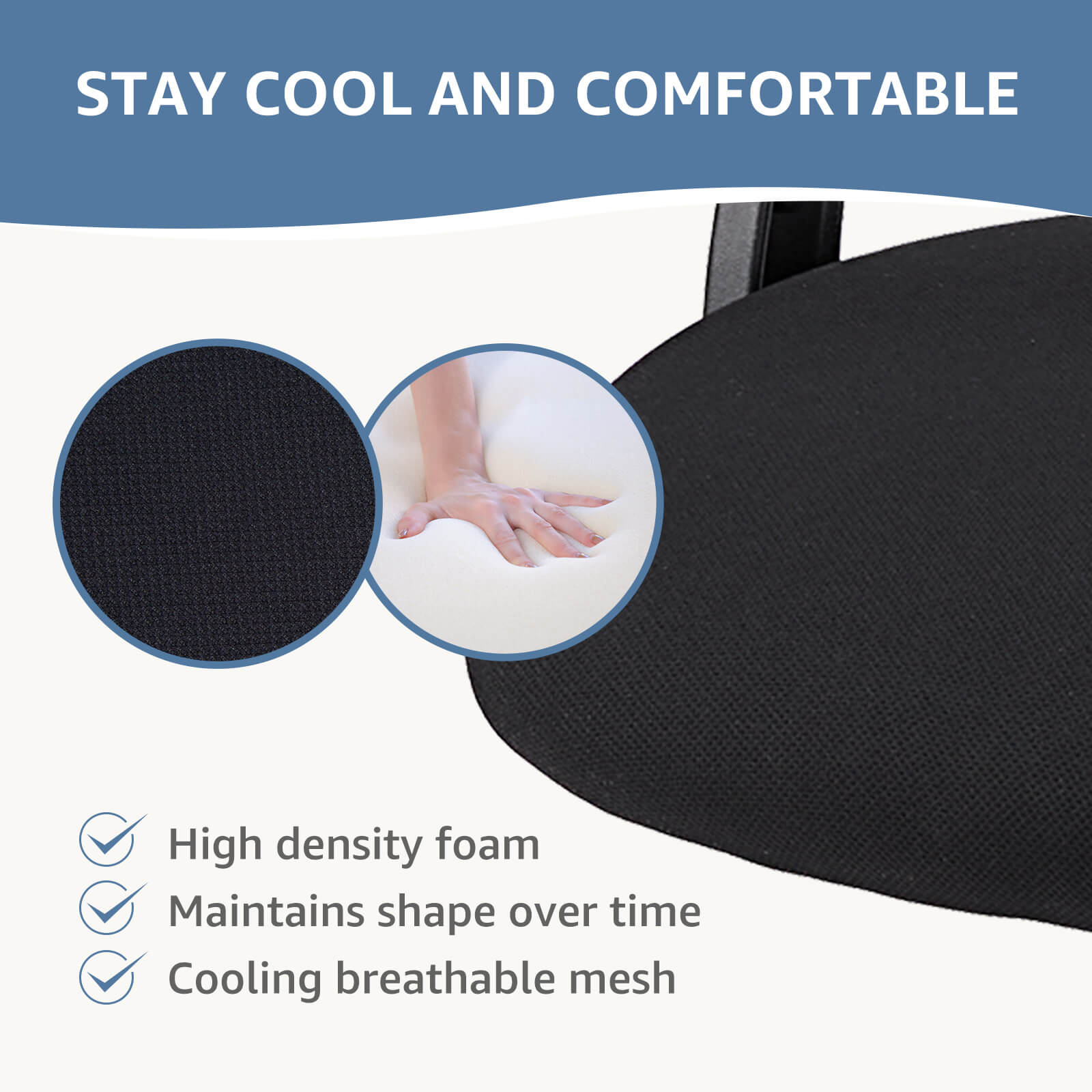 The feature of the seat of a black Mesh Back Office Desk Chair